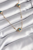 316L Çelik Gold Renk Nazar Boncuk Model Kadın Kolye - TJ-BKO8340 - 1