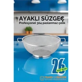 Modacar 26 cm Süzgeç - Makarna Süzgeci Pirinç Meyve Süzgeci 304 Paslanmaz Çelik - 1