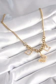 316L Çelik Gold Renk Simli Kelebek Model Kadın Kolye - TJ-BKO8360 thumbnail 2