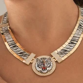 Özel Tasarım Beyaz Kaplan Altın Kolye thumbnail 6