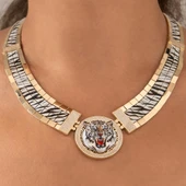 Özel Tasarım Beyaz Kaplan Altın Kolye thumbnail 1