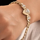 Özel Tasarım Mavi Mineli Damla Model Altın Bileklik thumbnail 3