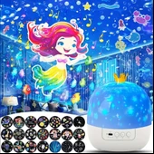 21 FARKLI DESEN PROJEKTÖRLÜ YANSITMALI DÖNEN ÇOCUK BEBEK ODASI GECE LAMBASI thumbnail 4