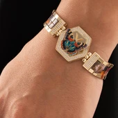 Özel Tasarım Renkli Kelebek Altın Bileklik thumbnail 1