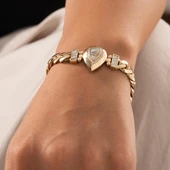 Özel Tasarım Mavi Mineli Damla Model Altın Bileklik thumbnail 2