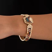 Özel Tasarım Renkli Kelebek Altın Bileklik thumbnail 2