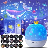 21 FARKLI DESEN PROJEKTÖRLÜ YANSITMALI DÖNEN ÇOCUK BEBEK ODASI GECE LAMBASI thumbnail 1