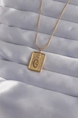 316L Çelik Zincir Gold Renk Zirkon Taşlı Göz Figür Tarot Kolye - TJ-BKO9017 thumbnail 1