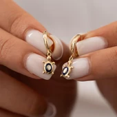 14 Ayar Altın Minimal Kaplumbağa Küpe - 1