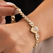 Özel Tasarım Mavi Mineli Damla Model Altın Bileklik thumbnail 1