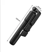 SİYAH RENK IŞIKLI BLUETOOTH KUMANDALI DİKEY VE YATAY ÇEKİM TRİPODLU SELFİE ÇUBUĞU ÖZ ÇEKİM TRİPODU thumbnail 5
