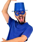 CEYLAN ADAM   Mavi Renk Parıltılı Simli Fötr Silindir Parti Şapkası thumbnail 1