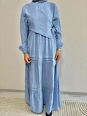 Asuman Kolları Lastikli Tesettür Elbise nq5238 - 1