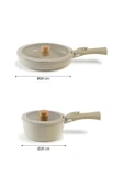 Midas Bej ( 9 Parça & 6 Parça ) 15 Parça Ayrılabilen Saplı Iç Içe Geçebilen Tencere Tava Seti thumbnail 2