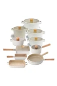 Fika Alüminyum Döküm Cam Kapaklı 18 Parça Tencere & Tava Seti Bej15t16s18d22k22d24k26d24t26t28g29t - 1