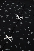 Kadın Pamuklu Çıtır Çiçek Desenli Baby Overloklu Fiyonk Detaylı Uzun Kollu Pijama Takımı - 12