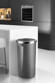 Lenox 35 Lt Döner Kapaklı Banyo Mutfak Ofis Çöp Kovası Gri thumbnail 1