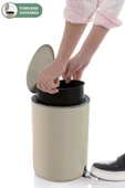 Lenox 5 Lt Pedallı Banyo Mutfak Ofis Çöp Kovası - Bej - 4