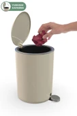 Lenox 5 Lt Pedallı Banyo Mutfak Ofis Çöp Kovası - Bej - 5