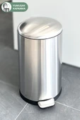 Paslanmaz Çelik Bombe Kapaklı Çöp Kovası 40 Litre Inox thumbnail 6