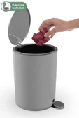 Lenox 5 Lt Pedallı Banyo Mutfak Çöp Kovası Gri thumbnail 5