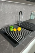 Lavabo Üstü Katlanabilen Nihale Bulaşıklık Paslanmaz Aluminyum - Gri - 1