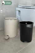 Lenox 5 Lt Pedallı Banyo Mutfak Ofis Çöp Kovası - Bej - 2