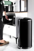 Paslanmaz Çelik Bombe Kapaklı Çöp Kovası 40 Litre Siyah thumbnail 1