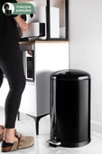 Bombe Kapaklı Çöp Kovası 30 LT Siyah - İç Kısım Siyah thumbnail 1