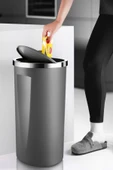 Lenox 35 Lt Döner Kapaklı Banyo Mutfak Ofis Çöp Kovası Gri thumbnail 2