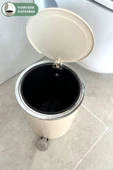 Lenox 5 Lt Pedallı Banyo Mutfak Ofis Çöp Kovası - Bej - 7