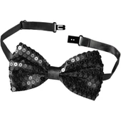 CEYLAN ADAM   Gece Işıltısı Siyah Payetli Pullu Papyon 7x2 cm thumbnail 3