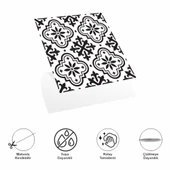 DecoHandy  Pvc Duvar Karosu 30x30cm 4'lü Paket - Siyah Beyaz Çini Desen  0,36m2 thumbnail 2