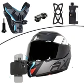 Motorsiklet Kask Önü Takılan Telefon Tutucu Aksiyon Kamerası Takılabilen Aparat thumbnail 1
