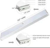 30 LED HAREKET SENSÖRLÜ 20 CM DOLAP İÇİ MUTFAK KORİDOR MERDİVEN AYDINLATMA IŞIĞI LED IŞIK - 6