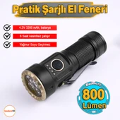 30W 800 Lümen Usb Şarjlı Ledli Kamp Taktik El Feneri Su Geçirmez Metal Gövde Araç Yüksek Işık Gücü thumbnail 1