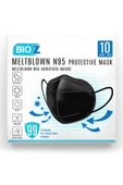 Bioz N95 Maske Siyah Renk Çift Meltblown Katmanlı 10 Adet - 1