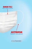 Zigavus 50 Adet Beyaz Cerrahi Maske, 3 Katlı Burun Telli, Rahat Lastik Kulaklıklı - 2