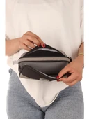 Relaxion Siyah İki Gözlü Krinkıl Kumaş Kalem Çantası Kalemlik (173) thumbnail 2