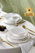 Red Carpet Collection Stream Bone Favaro 60 Parça 12 Kişilik Yemek Takımı Gold - 1