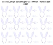 CEYLAN ADAM   Beyaz Tavşan Kostüm Seti – Taç, Papyon, Kuyruk (12’li Paket) thumbnail 2