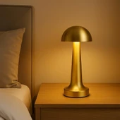 GOLD ALTIN MANTAR DESENLİ 3 RENK DOKUNMATİK MASA LAMBASI GOLD ŞARJLI AYARLANABİLİR MASA LAMBASI thumbnail 4