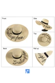 Kardelen Butik Denizli Kadınlar Için Yazılı Hasır Disket Plaj Şapka ( 56-58 Cm ) thumbnail 7