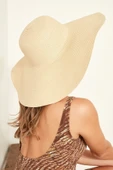 REVA Kadın Hasır Plaj Şapkası Y1730-23 Açık Bej thumbnail 3