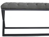 Varcera Siyah Çapraz Metal Ayaklı Bench Puf thumbnail 4