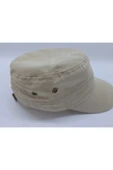Kardelen Butik Denizli Kaliteli Vintage Askeri Tarz Metal Yıldızlı Şapka ( Unisex ) ( Bej Krem ) ( Arkadan Ayarlanabilir) - 3