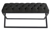 Varcera Siyah Çapraz Metal Ayaklı Bench Puf thumbnail 3