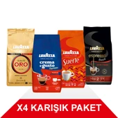 Qualità Oro + Crema e Gusto Classico + Suerte + Espresso Barista Gran Crema Çekirdek Kahve (1000gr) 4'Lü Paket - 1