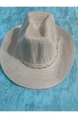 LONDONstore İnce bez kovboy fötr delikli şapka ipli yaz unisex kadın erkek yetişkin thumbnail 1
