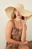 REVA Kadın Hasır Plaj Şapkası Y1730-23 Açık Bej thumbnail 1
